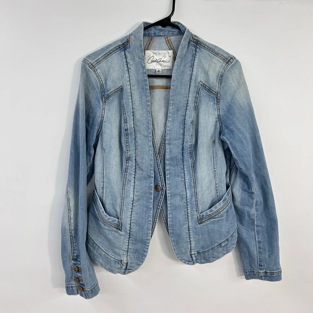 Light Wash Denim Blazer Jacket Small Tailored Preppy Western Americana Coastal